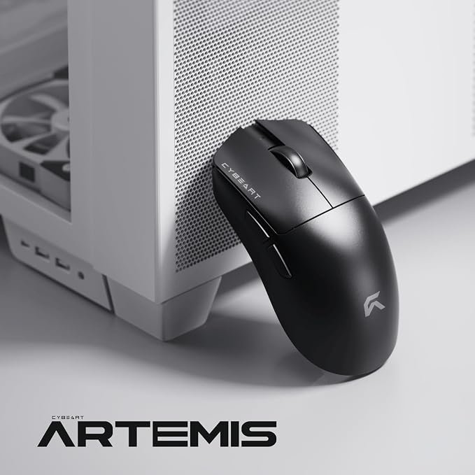 Cybeart | Artemis 52g Ultra-Light Wireless Gaming Mouse | Dual 300mA Hyperswap™ Battery | 24,000 DPI | 1K Polling Rate | 80M Kailh Switches | Tri Mode (Black)