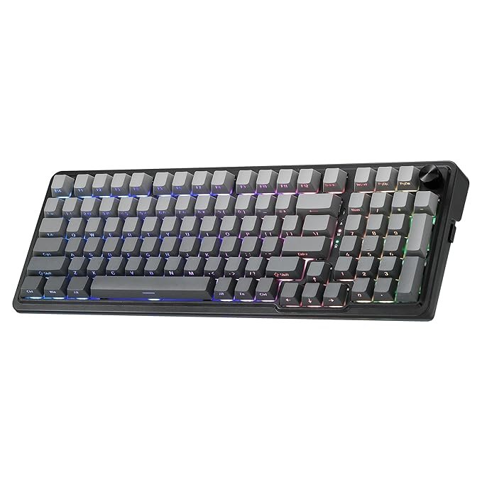 Redragon K686 PRO 98 Keys Wireless Gasket RGB Gaming Keyboard, 3-Mode PBT Mechanical Keyboard w/Hot-Swap South-Facing RGB Socket, Dedicated Knob Control & 5-Layer Noise Dampening,