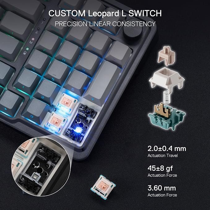 Redragon K686 PRO 98 Keys Wireless Gasket RGB Gaming Keyboard, 3-Mode PBT Mechanical Keyboard w/Hot-Swap South-Facing RGB Socket, Dedicated Knob Control & 5-Layer Noise Dampening,