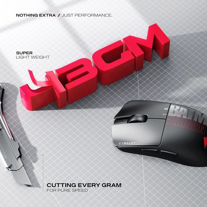 Cybeart | Artemis - The Batman 52g Ultra-Light Wireless Gaming Mouse | Dual 300mA Hyperswap™ Battery | 24,000 DPI | 1K Polling Rate | 80M Kailh Switches | Tri Mode