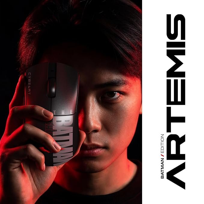 Cybeart | Artemis - The Batman 52g Ultra-Light Wireless Gaming Mouse | Dual 300mA Hyperswap™ Battery | 24,000 DPI | 1K Polling Rate | 80M Kailh Switches | Tri Mode