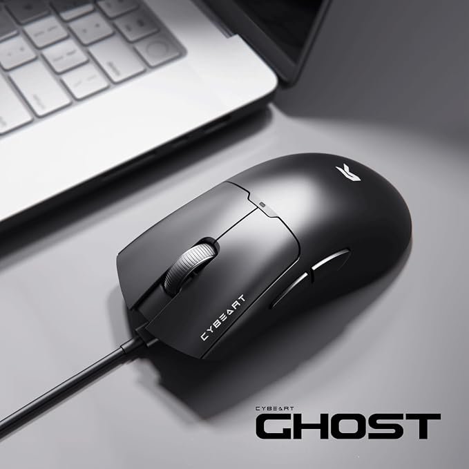Cybeart | Ghost 49g Ultra-Light Wired Gaming Mouse | 12,800 DPI | 1000Hz Polling | Huano Switches (5M Clicks) | PTFE Feet (Black)
