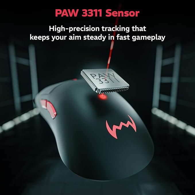 daWg Slay 50, 12000 DPI Wireless Gaming Mouse, PixArt 3311, 80Hrs* Backup, 1000Hz, 65gm Lightweight, 300IPS, 35G Acceleration, 6 Buttons, 20M Switch, RGB Charging Dock, Tri-Model (Black)