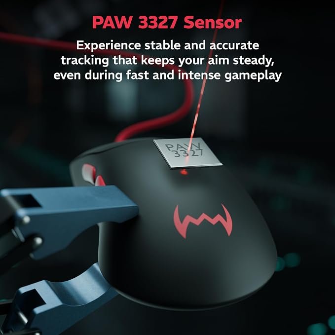 daWg Slay 25, 12400 DPI Wired Gaming Mouse, PixArt 3327 Sensor, 20M Huano Switches, 6 Buttons, 1000Hz Polling Rate, 85gm Lightweight, 220 IPS, 30G Acceleration, 1.5M Braided Cable (Black)