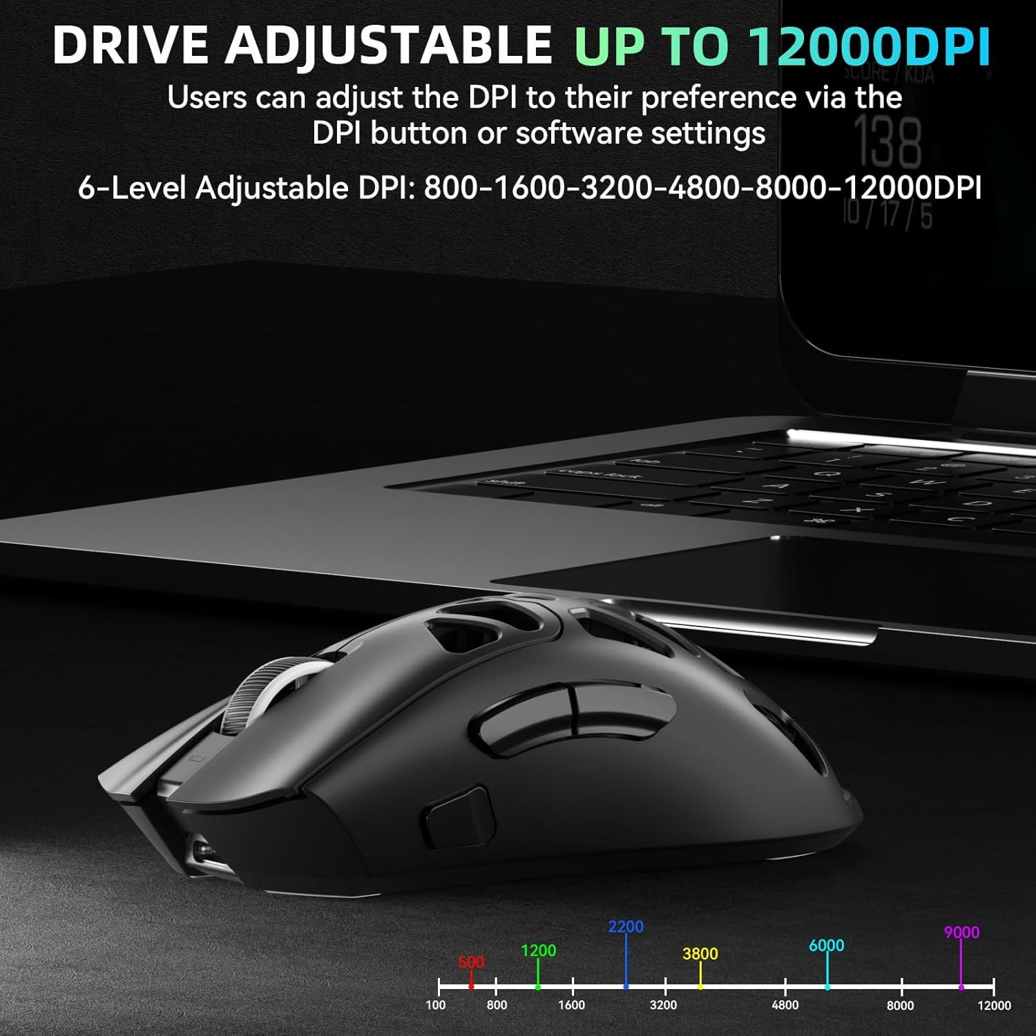 AULA SC620 Tri-Mode (BT5.3/2.4GHz/USB-C) Wireless Gaming Mouse for PC, Laptop, Mac | Black (SC620B)