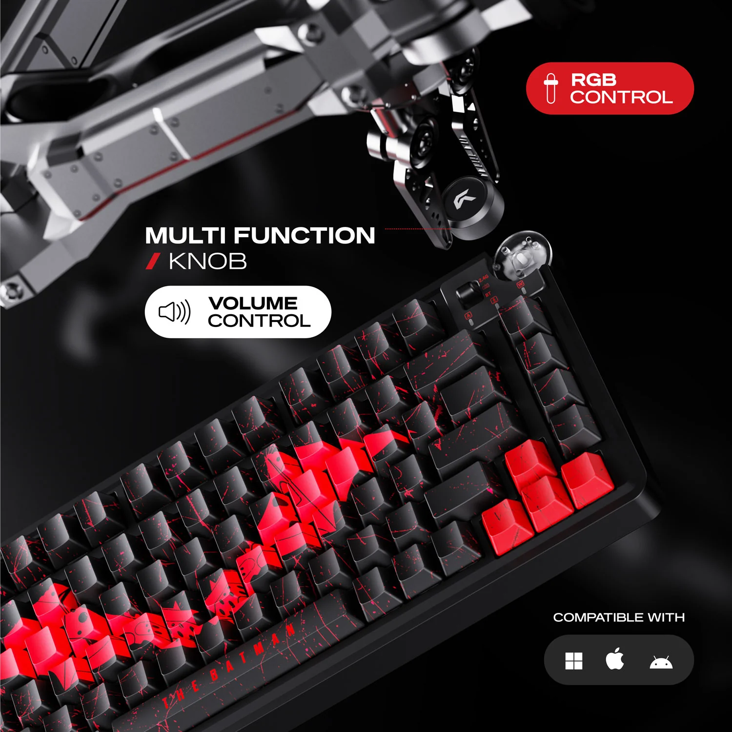 Cybeart Nighthawk 75 - The Batman | TKL Tri-Mode Gaming Keyboard