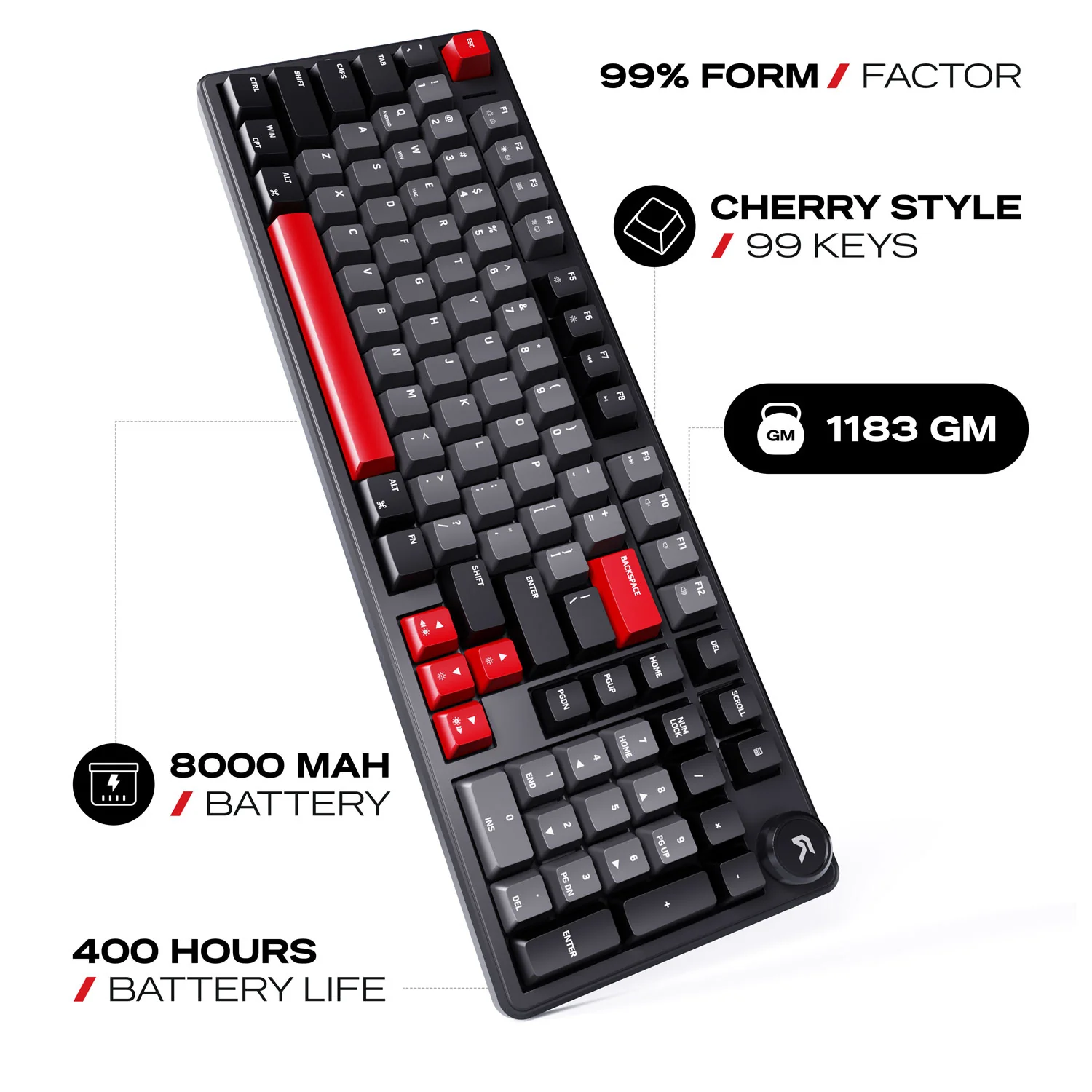 Cybeart Akula 99 | Compact Full-Size Tri-Mode Gaming Keyboard