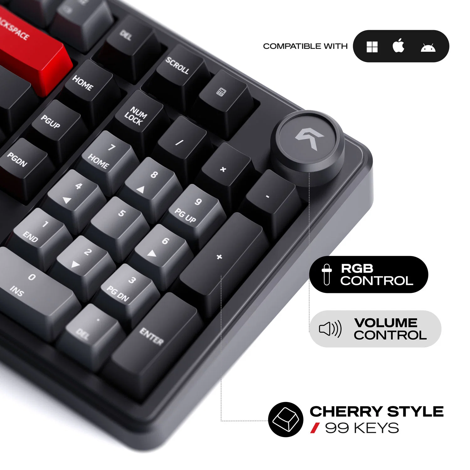 Cybeart Akula 99 | Compact Full-Size Tri-Mode Gaming Keyboard