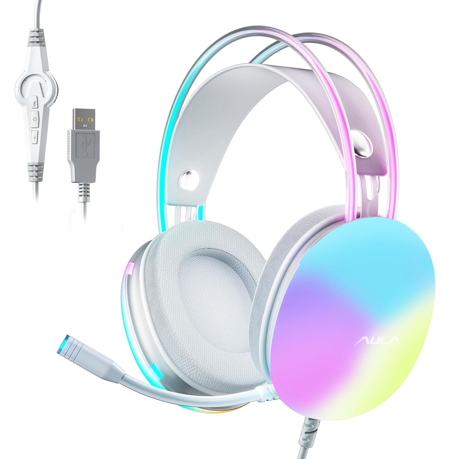 AULA S505 RGB Wired Gaming Headset With Adjustable Mic | Green (S505G)