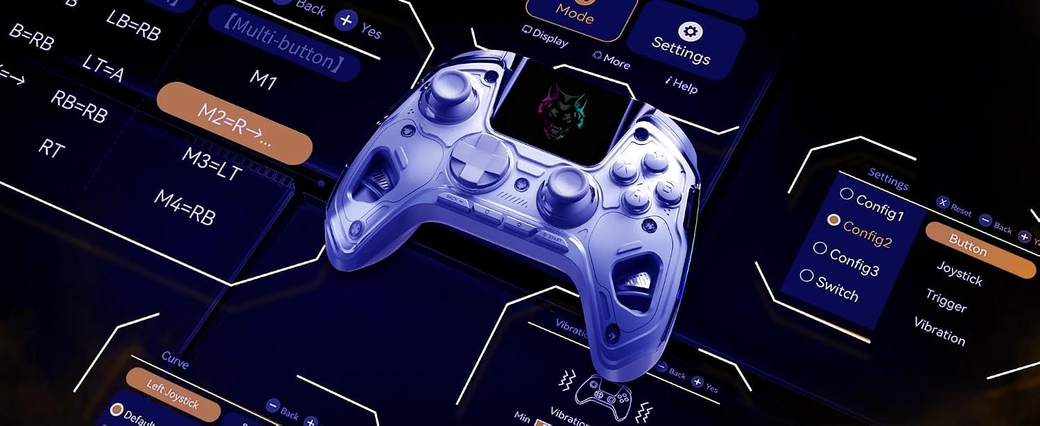 Cyberwolf Vision Alpha Pro Gaming Controller, Wireless with Hall Effect Triggers, RGB Lighting, 4 Remappable Buttons, Smart Charging Dock, 1800mAh Battery for PC, Switch, iOS, Android