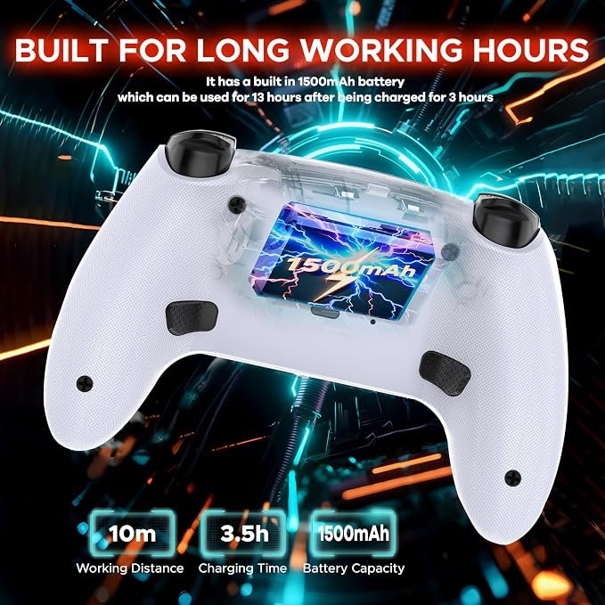 Ant Esports PowerStrikePS5 Wireless Gaming Controller for PC,Steam Deck,Android,iOS &macOS|Hall Effect Joysticks&Triggers|Bluetooth 5.0|Dual Vibration|Turbo & Macro Buttons|Touchpad|3.5mm Audio Jack